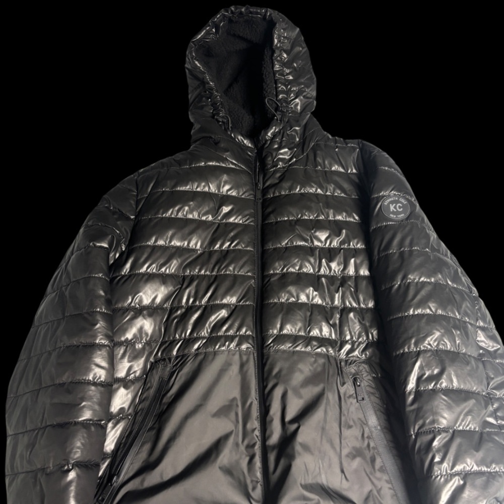 Kenneth Cole Shiny Black Puffer Jacket